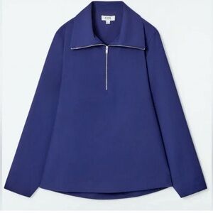 COS WOOL-BLEND HALF-ZIP BLOUSE
